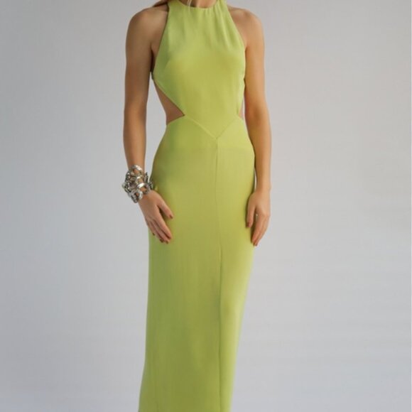Auteur Studio Zippora 100% Silk Designer Low Back Dress Pistachio Green XS $490 - Picture 1 of 12